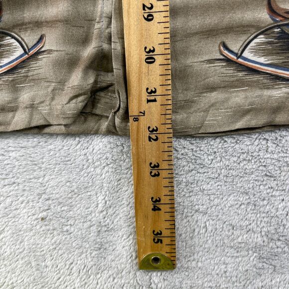 Vintage Pierre Cardin Hawaiian Shirt Mens Large Blue Palm Tree Print Button Up - Picture 11 of 12